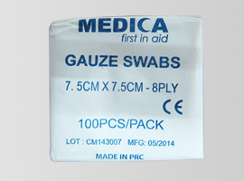 MEDICA GAUZE SWAB 7.5CM X 7.5 CM 8PLY